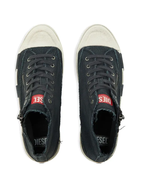 Diesel S-D-Verse Sneakers In Frayed Canvas With D Logo | Black