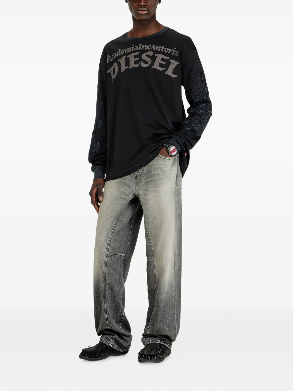 Diesel T-shirt met lange mouwen Zwart