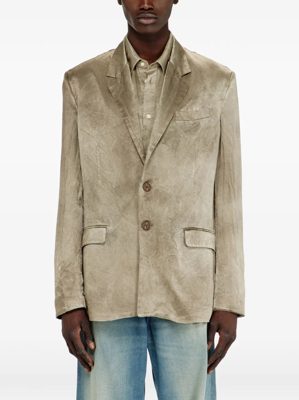 Diesel Blazer van gekreukt satijn Beige