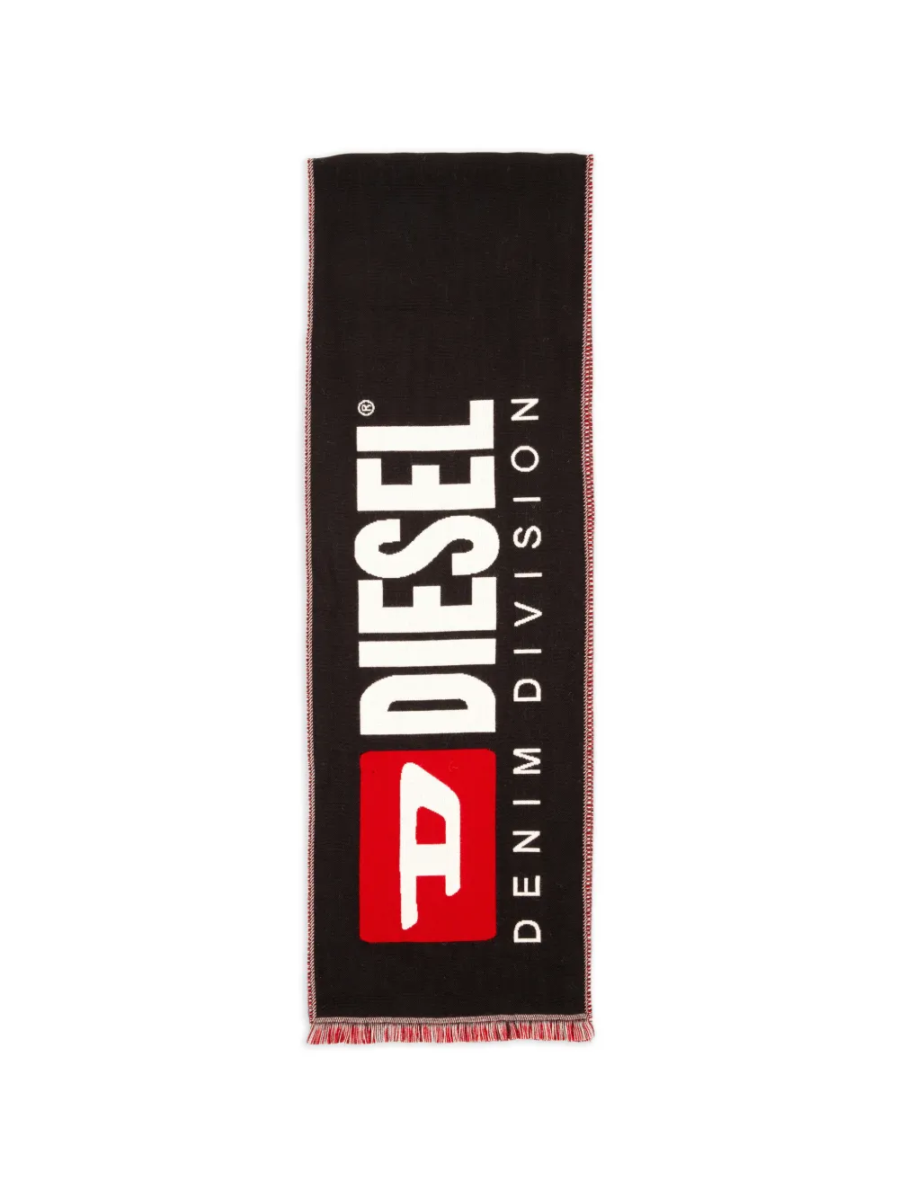 Diesel Biscotto sjaal met logo jacquard Zwart