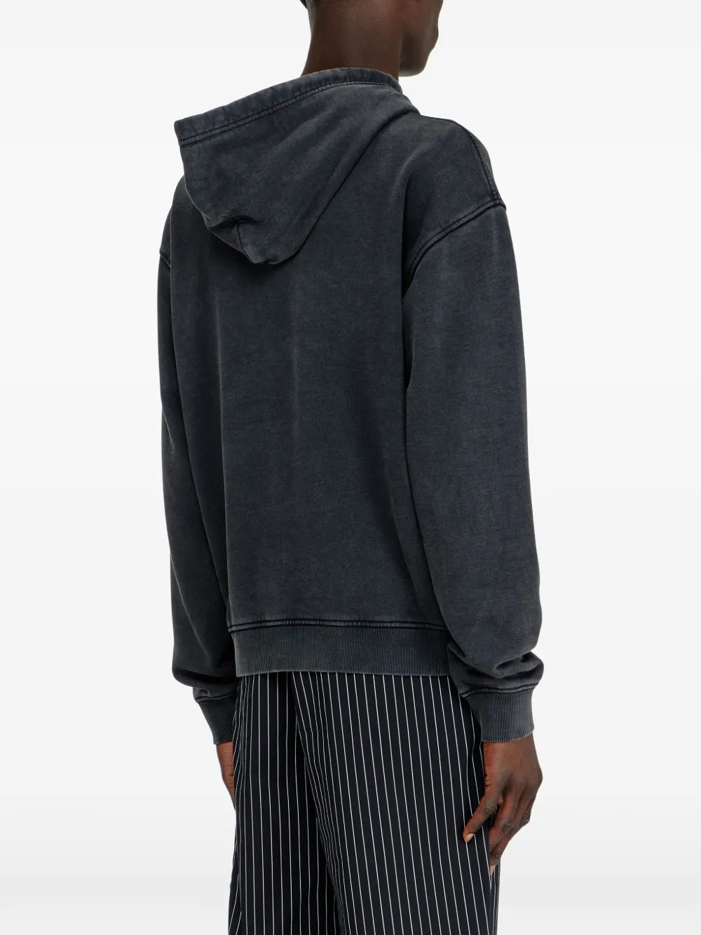 Diesel S-Norm hoodie verfraaid met stras en acid wassing Grijs
