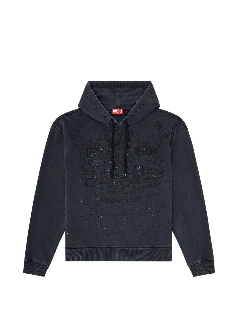 Diesel S-Norm rhinestone-embellished acid-wash hoodie - Grau