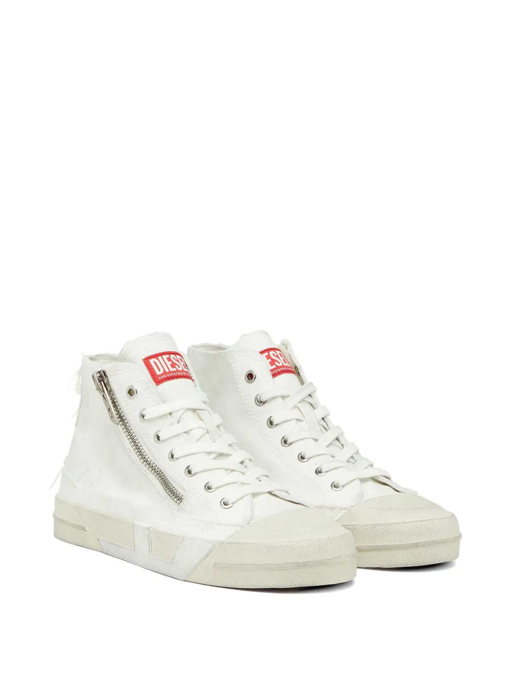 Diesel S-D-Verse sneakers met franje en rits Wit