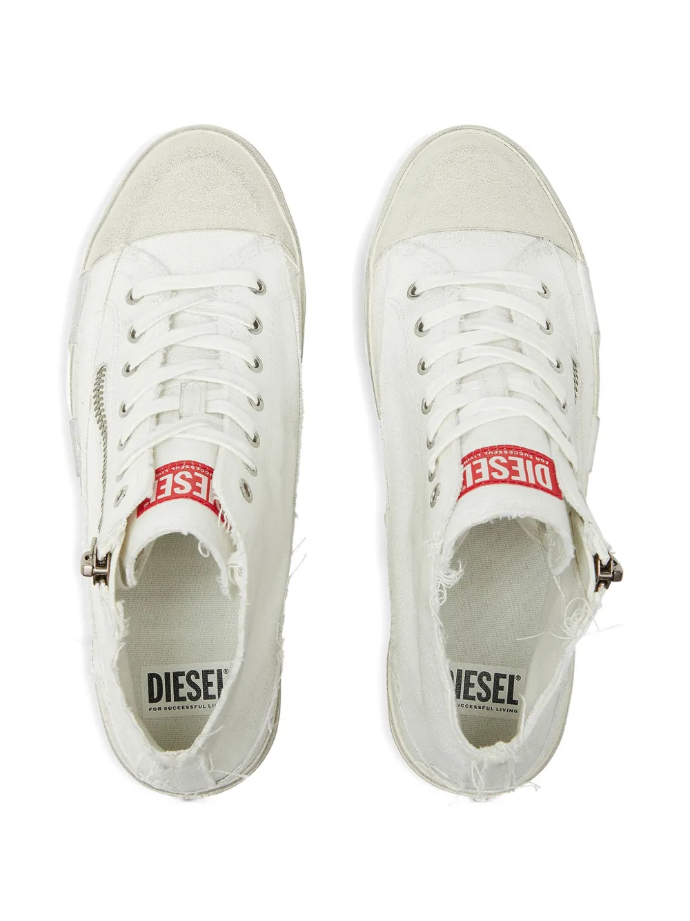 Diesel S-D-Verse sneakers met franje en rits Wit