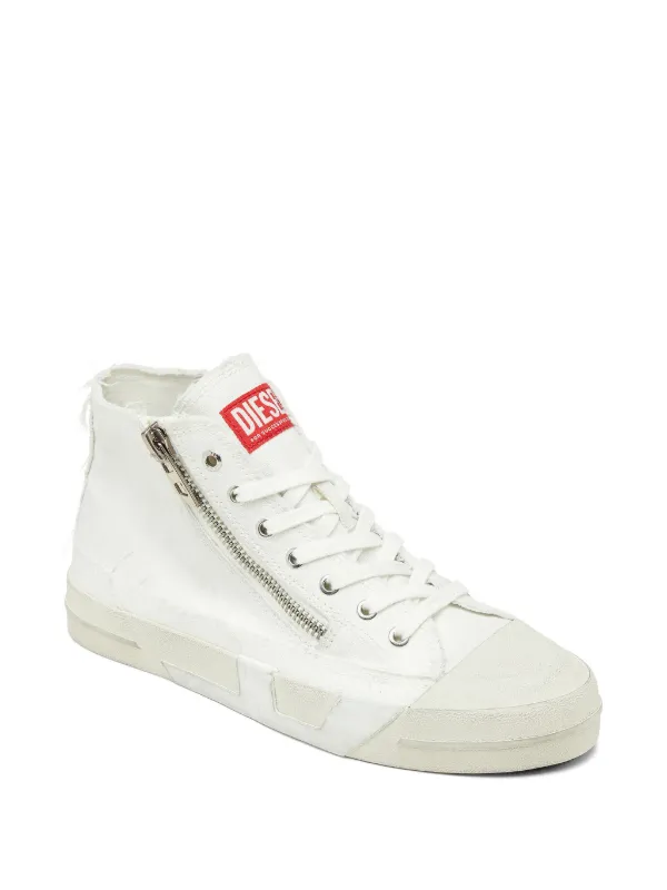Diesel S-D-Verse Sneakers In Frayed Canvas With D Logo | White