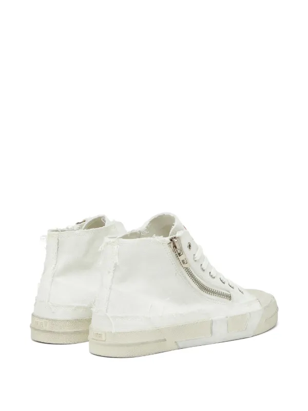 てぃかすぃ Diesel S-D-Verse Sneakers In Frayed Canvas With D Logo | White