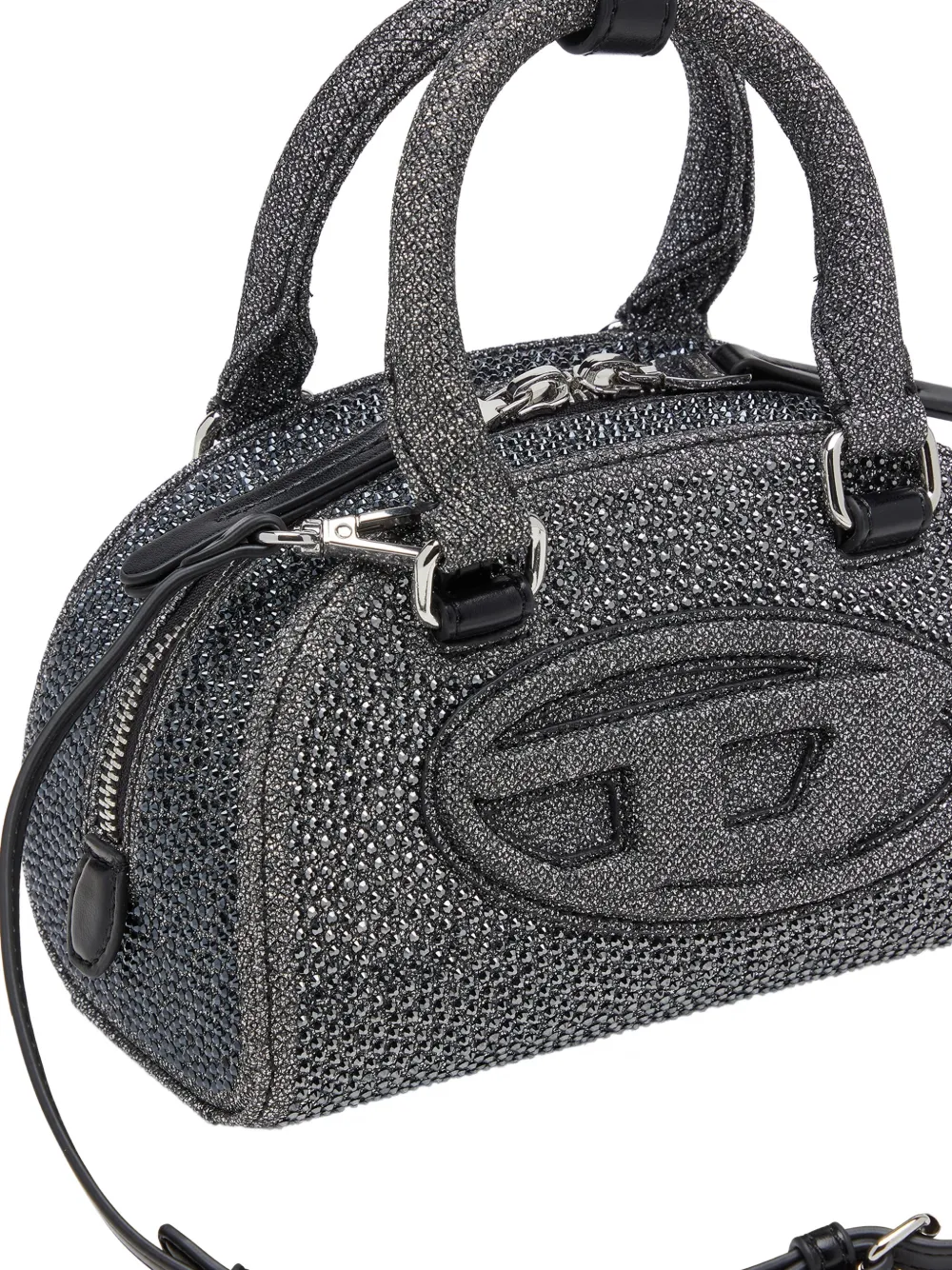 Diesel Kleine 1DR Dome bowlingtas met kristallen Lurex Grijs