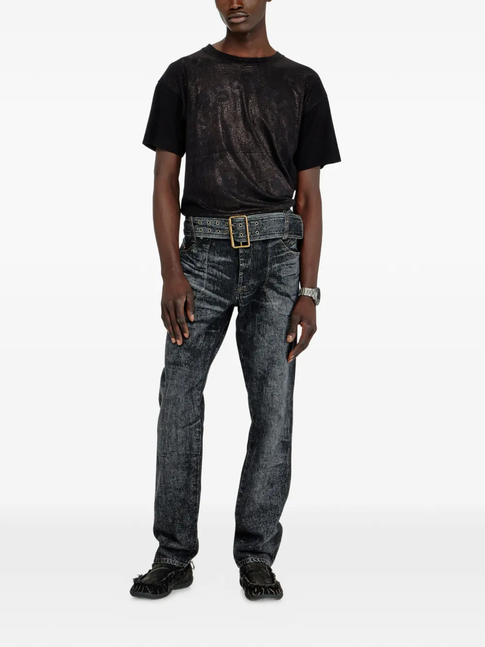 Diesel T-Norm-AA2 T-shirt met print Zwart