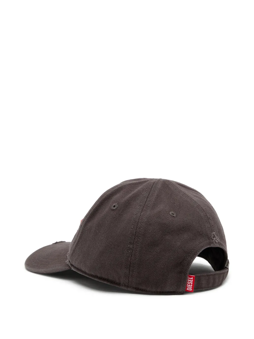 Diesel C-Ursiv gerafelde honkbalpet met logo-patch Bruin