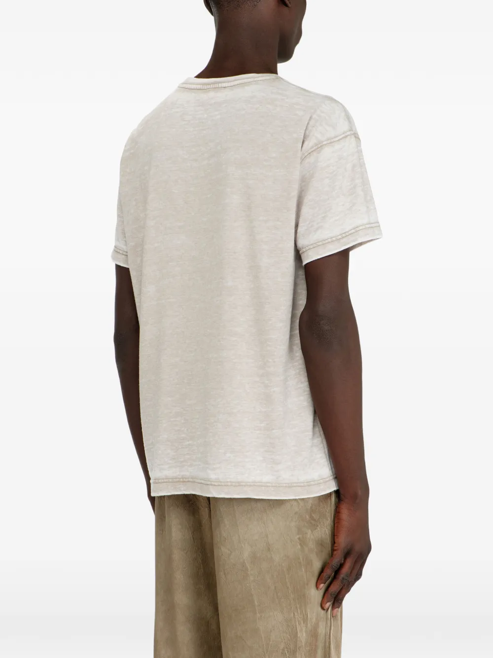 Diesel Jersey T-shirt met burn-out wassing en studs Beige
