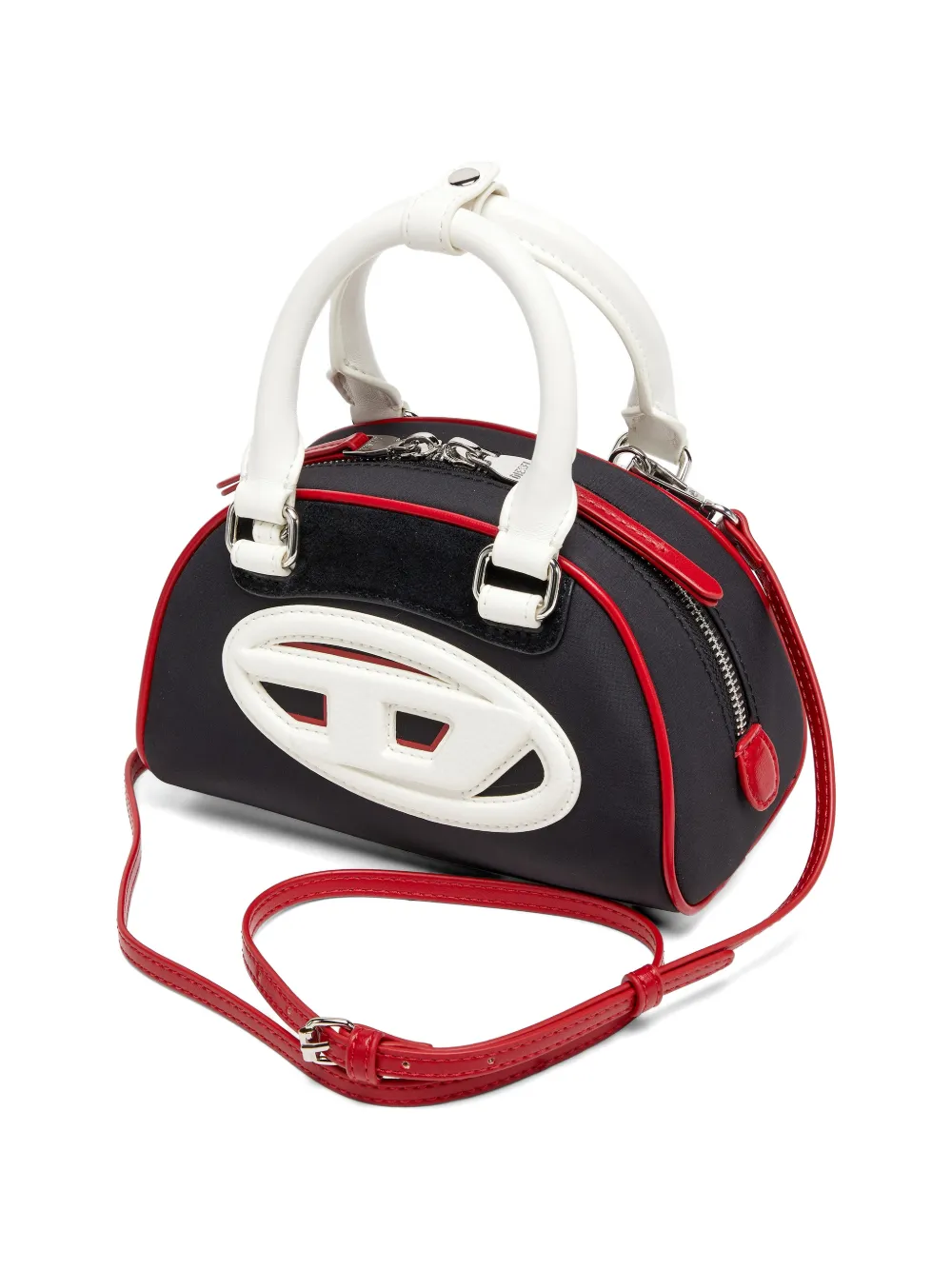 Diesel 1DR Dome kleine bowlingtas met colourblocking Zwart