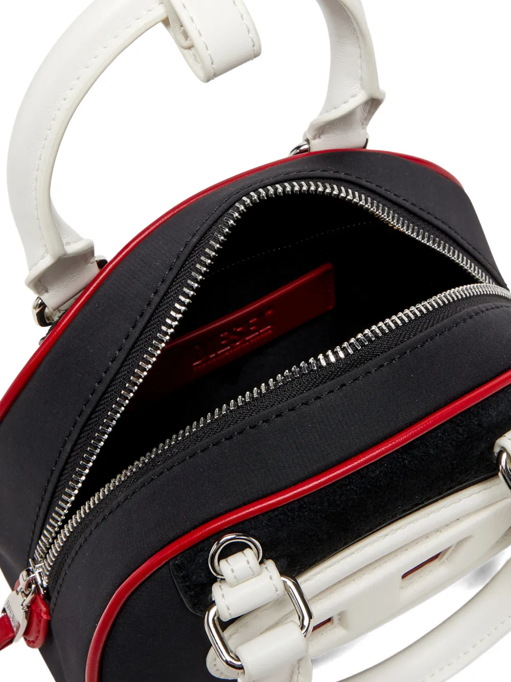 Diesel 1DR Dome kleine bowlingtas met colourblocking Zwart