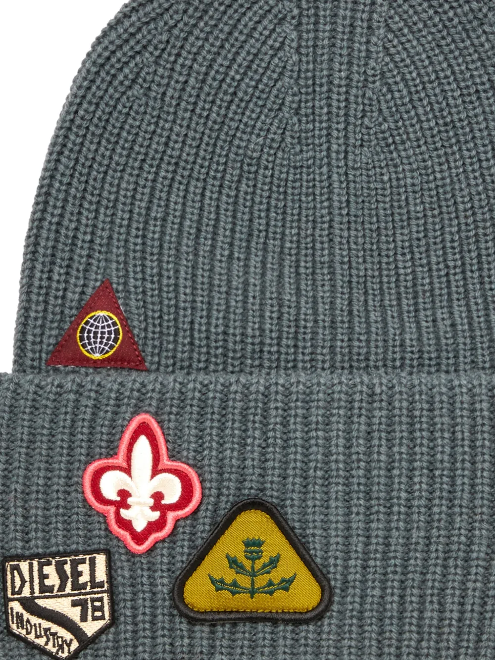 Diesel K-Pha ribgebreide muts Grijs