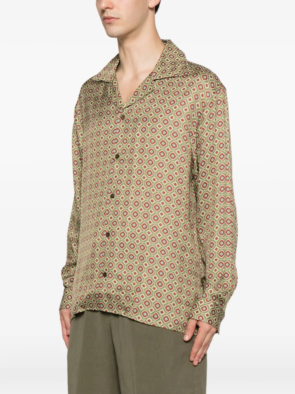 Drôle De Monsieur Overhemd met geometrisch patroon Groen