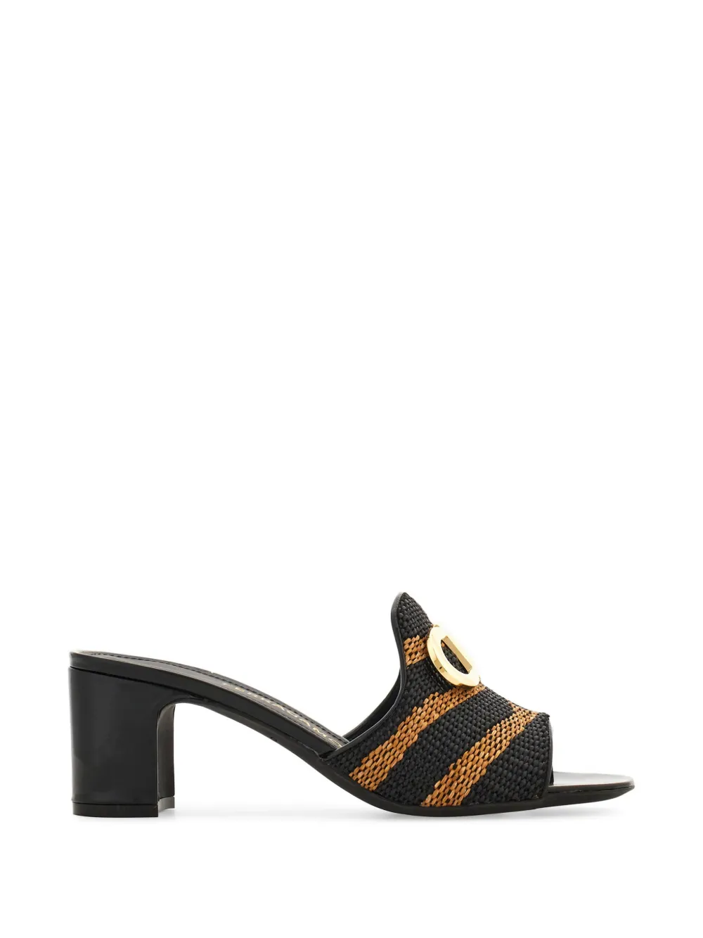 Ferragamo Gancini ornament mid-heel slide - Brown