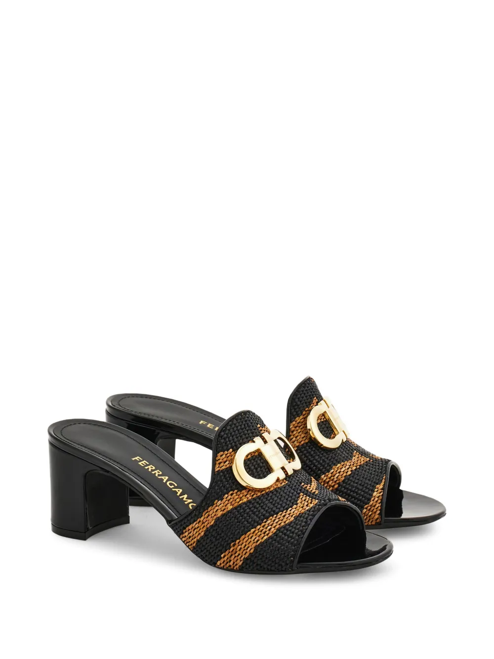 Ferragamo Gancini ornament mid-heel slides Bruin
