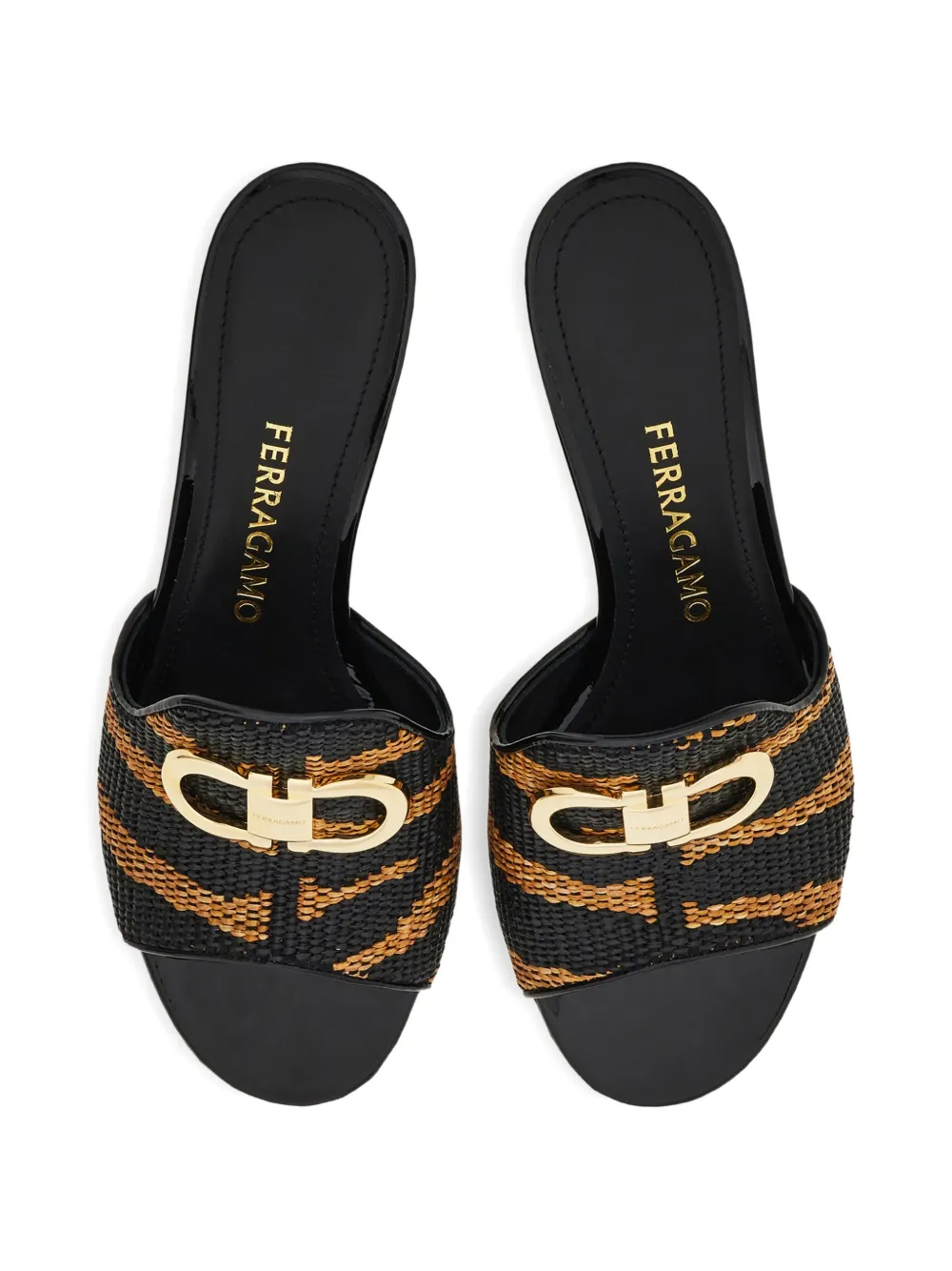 Ferragamo Gancini ornament mid-heel slides Bruin