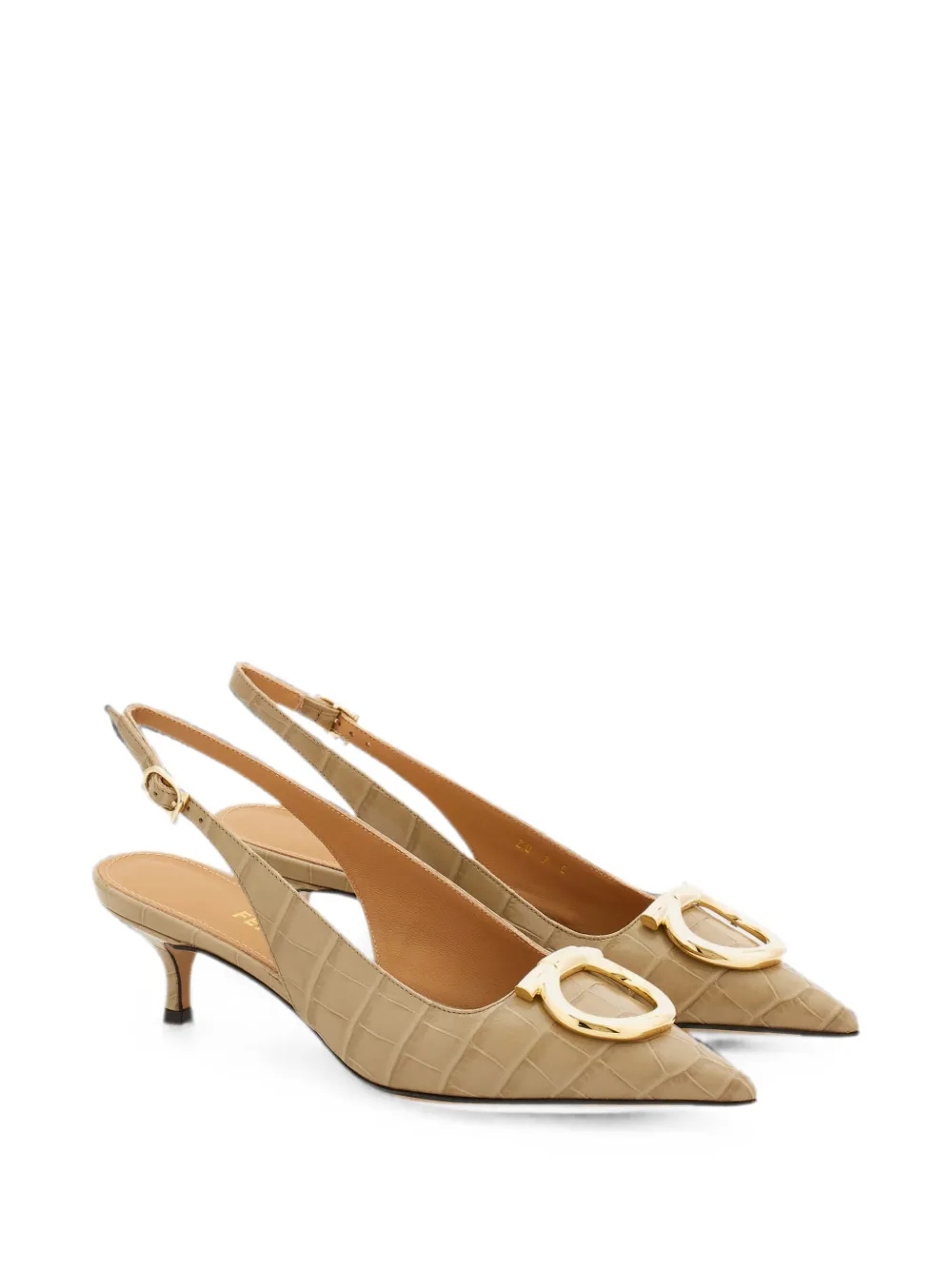 Ferragamo maxi Gancini slingback pumps Beige