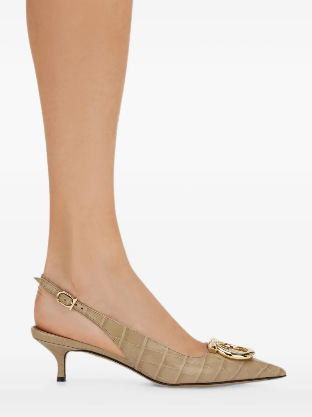 Ferragamo maxi Gancini slingback pumps Beige