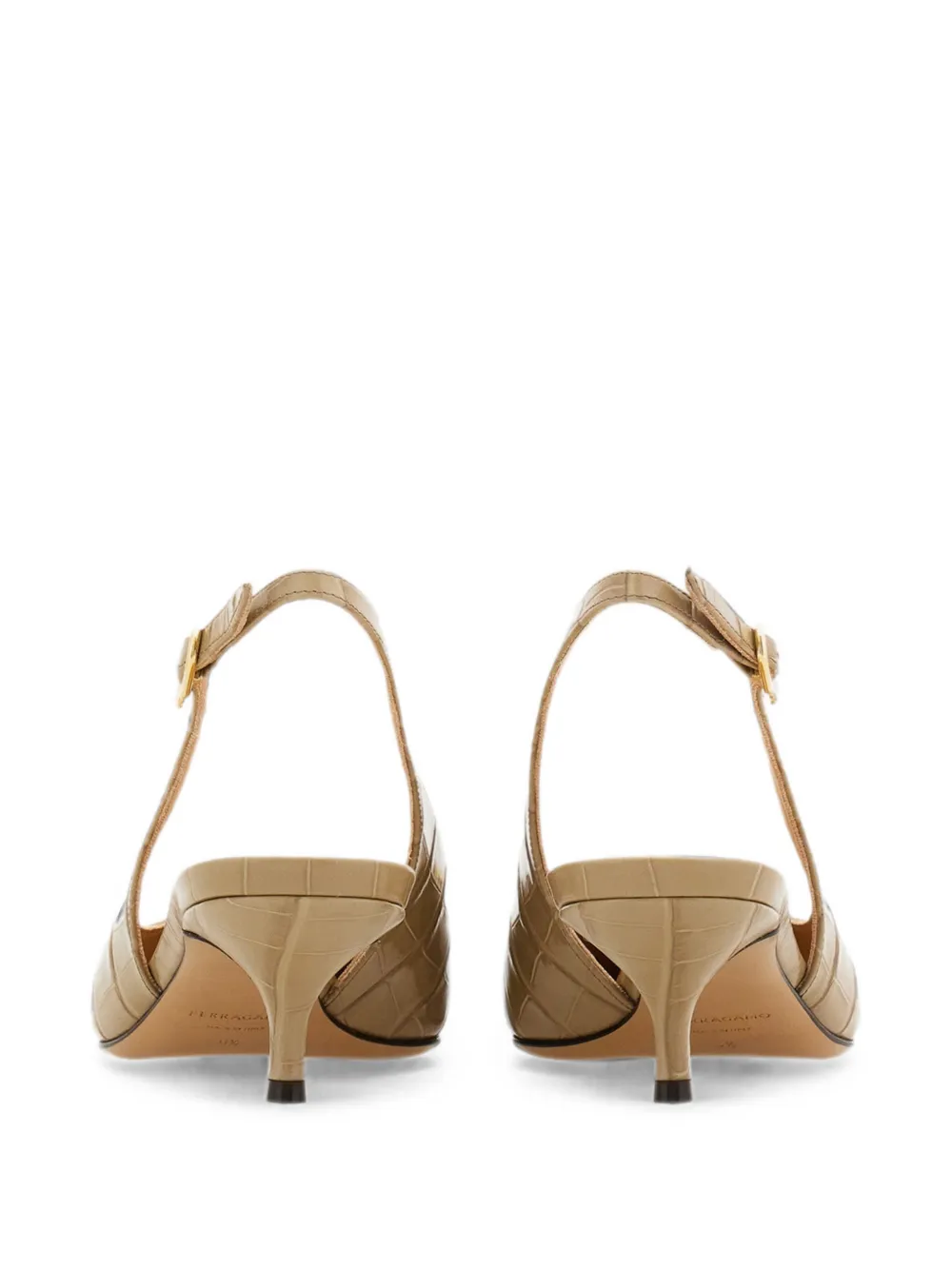 Ferragamo maxi Gancini slingback pumps Beige