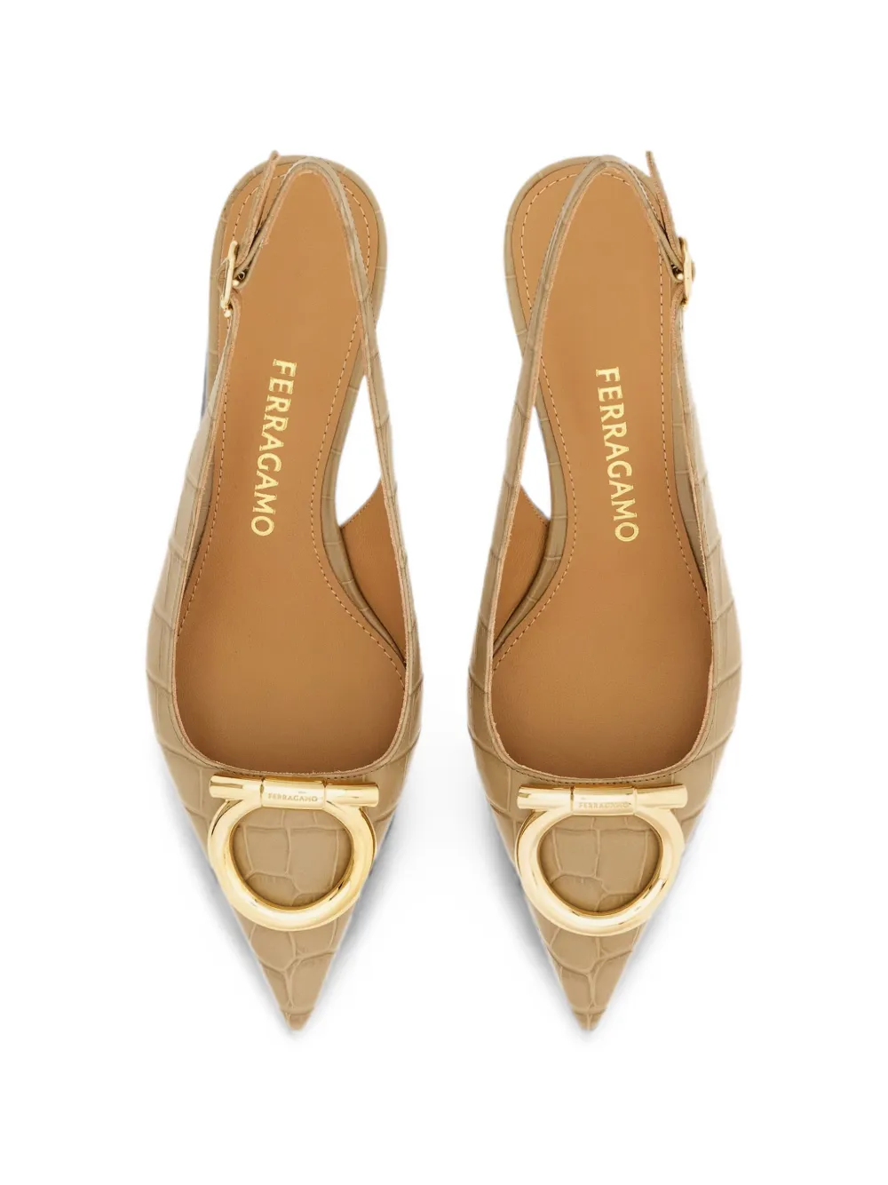 Ferragamo maxi Gancini slingback pumps Beige