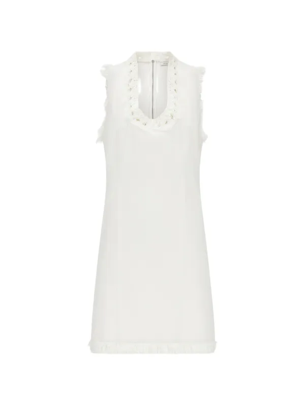 Ferragamo Short Denim Dress in White
