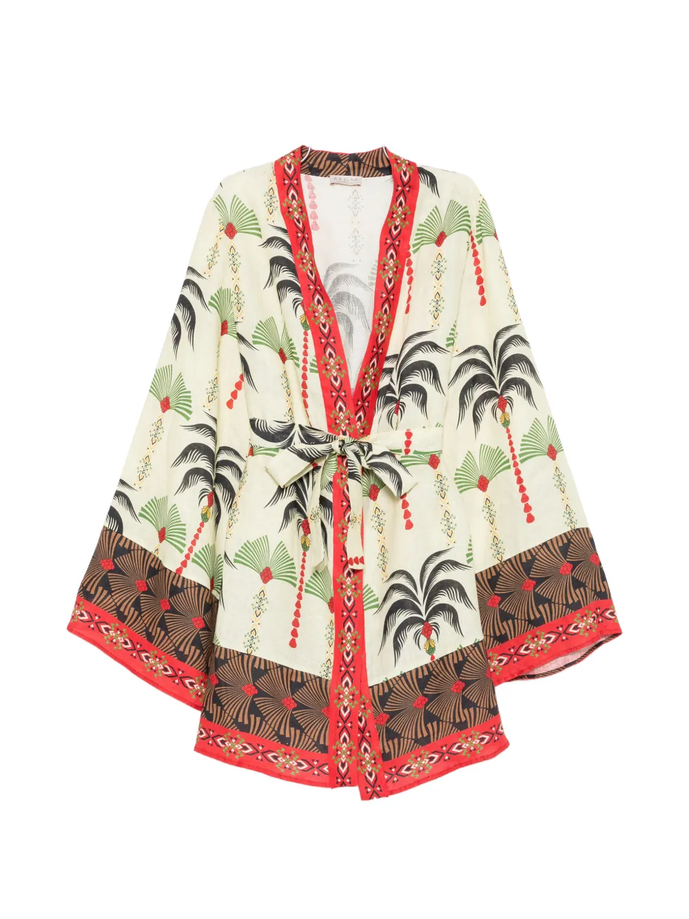 Anjuna Carlotta Palm-print Belted Coat In Multi