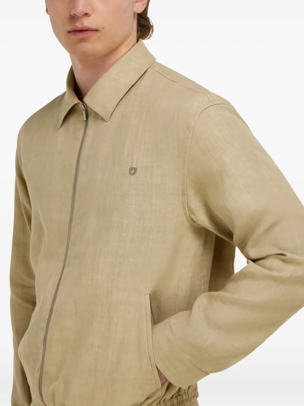 Ferragamo Linnen bomberjack Beige