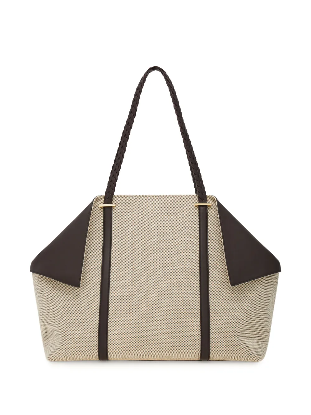 Ferragamo Grote Lauren shopper met gevlochten handvat Beige
