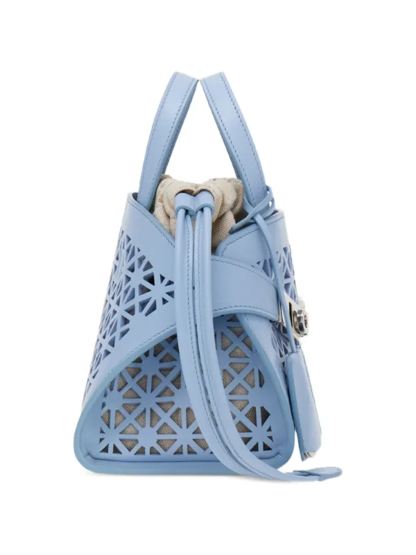 Ferragamo Mini Hug crochet-knit Tote Bag | Blue | FARFETCH