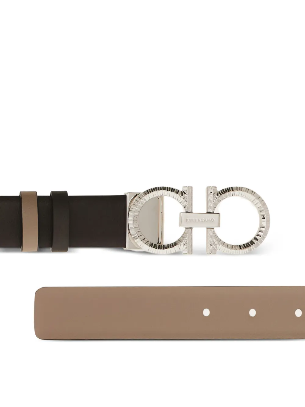 Ferragamo Verstelbare omkeerbare Gancini riem Bruin