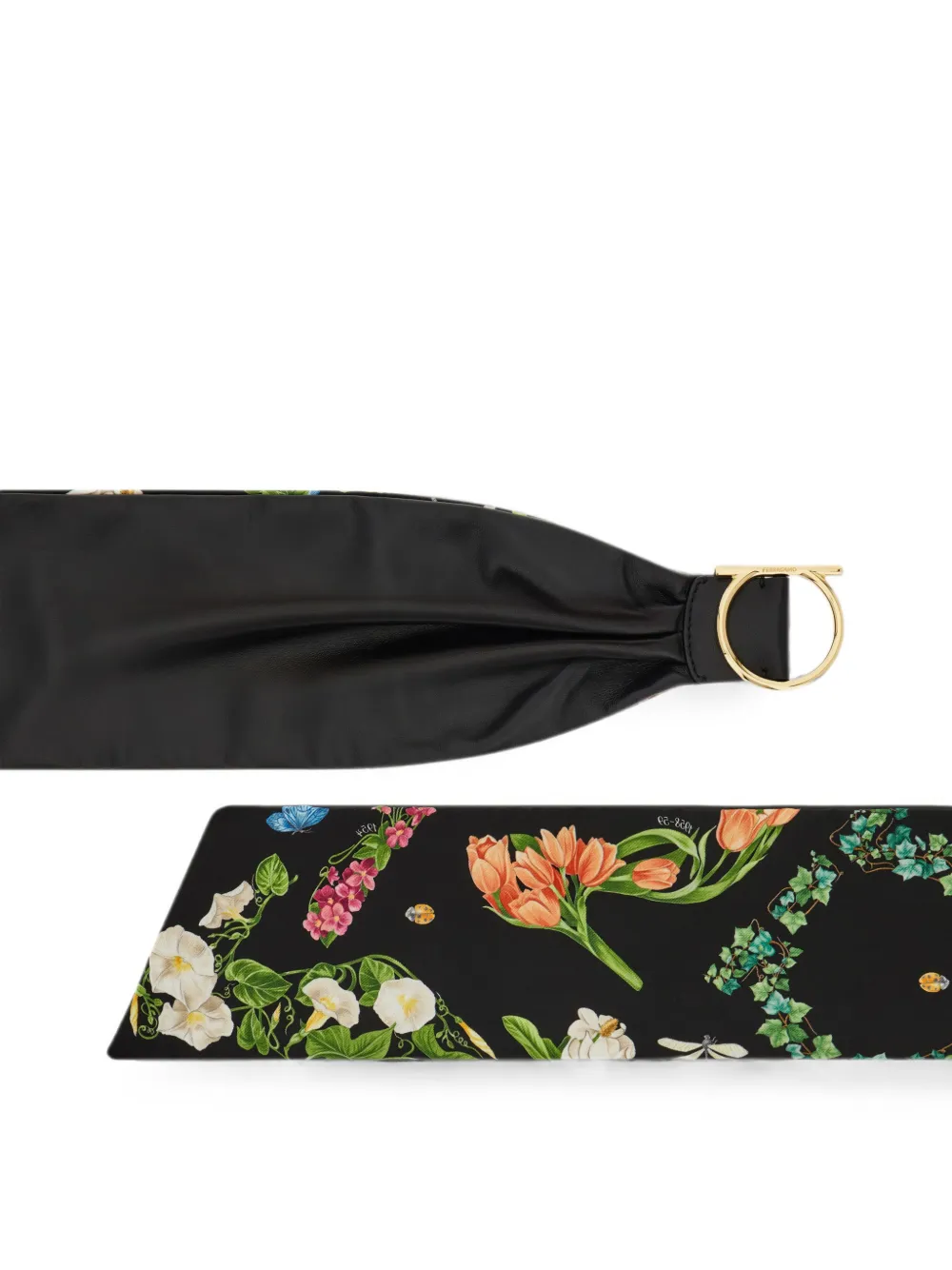 Ferragamo Gancini omkeerbare riem met bloemenprint Zwart