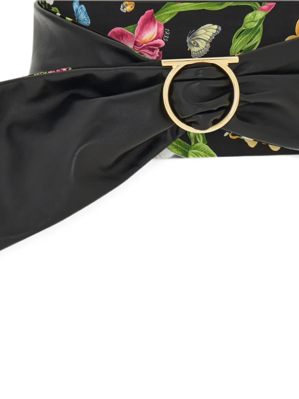 Ferragamo Gancini omkeerbare riem met bloemenprint Zwart