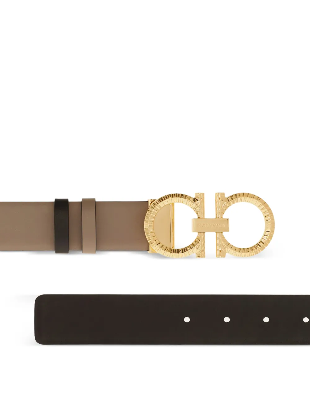 Ferragamo Verstelbare omkeerbare Gancini riem Bruin