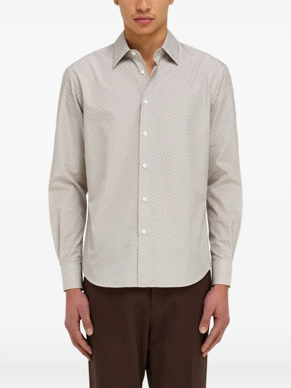 Ferragamo Overhemd met micro patroon Beige