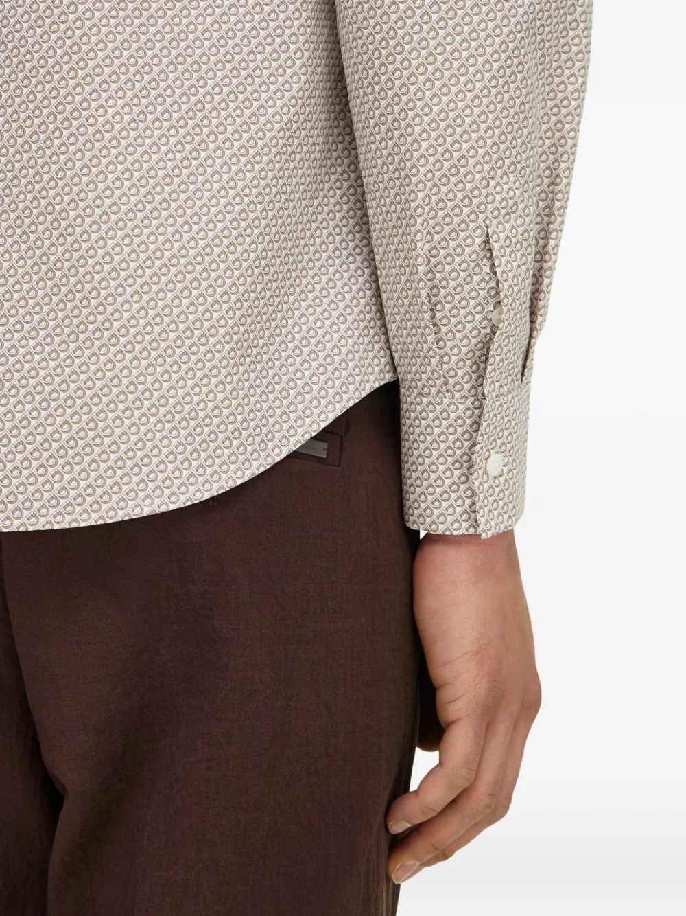 Ferragamo Overhemd met micro patroon Beige