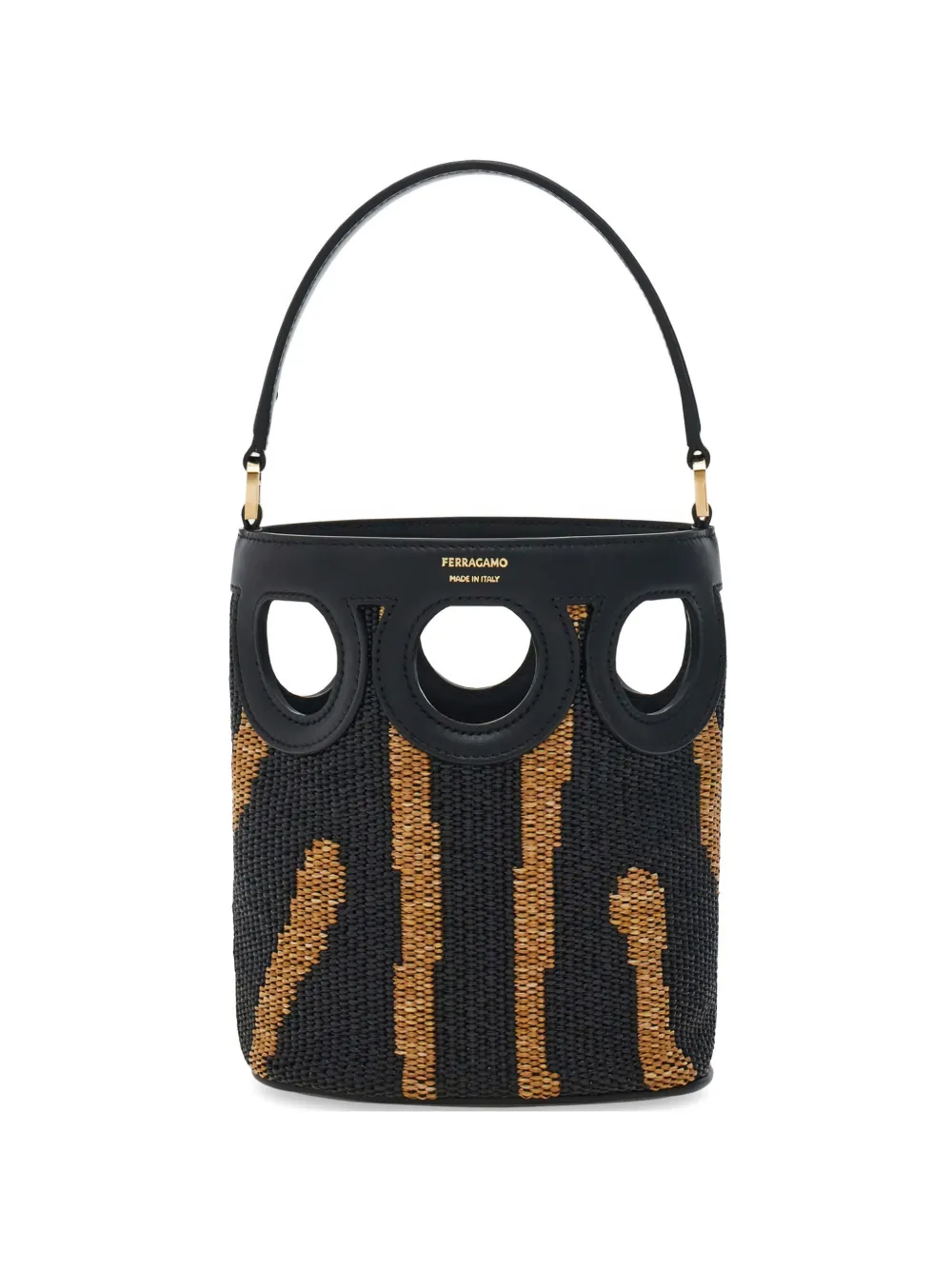 Ferragamo Gancini outline bucket bag (XS) - Schwarz