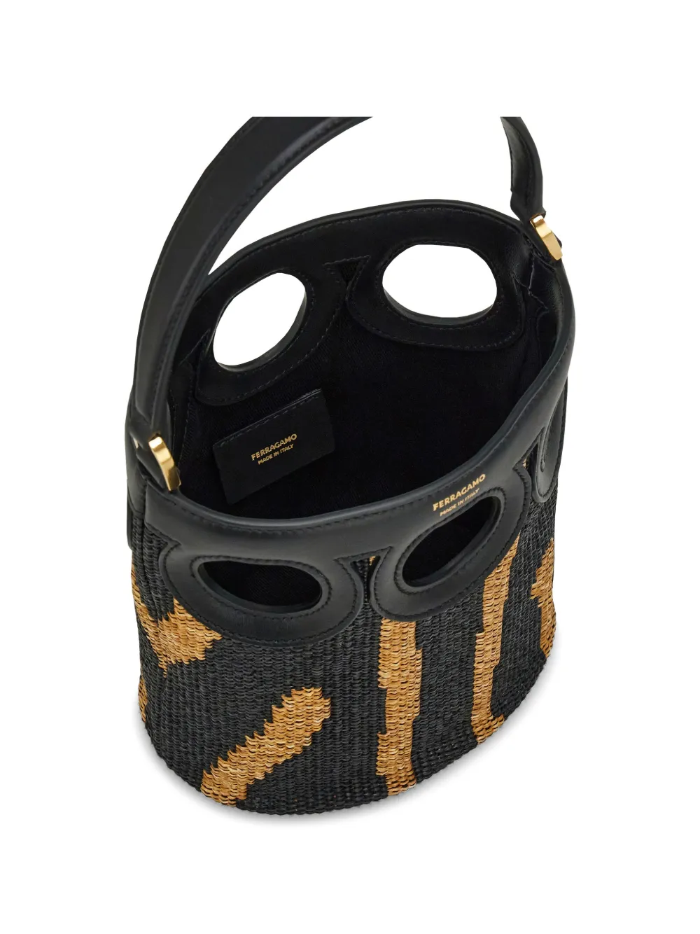 Ferragamo Gancini Outline bucket-tas (XS) Zwart