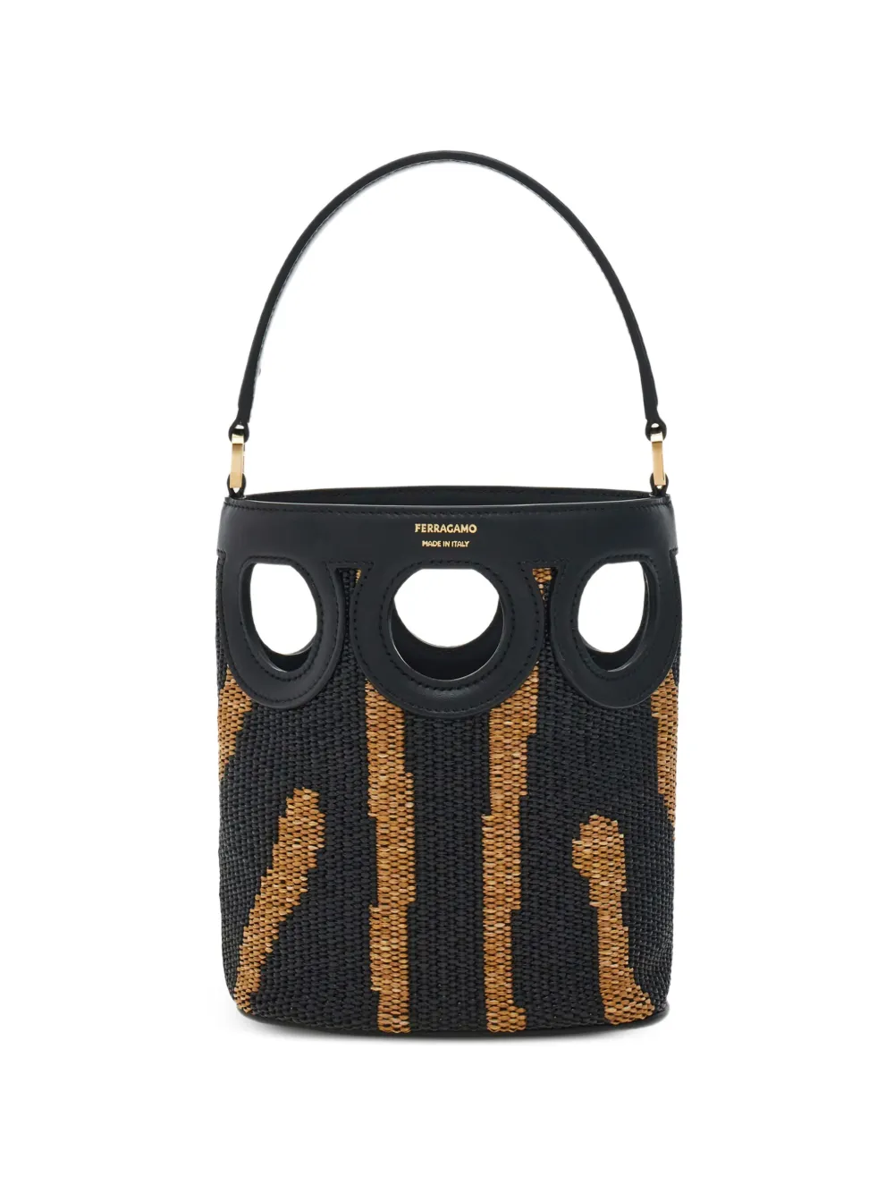 Ferragamo Gancini outline bucket bag (XS) - Nero
