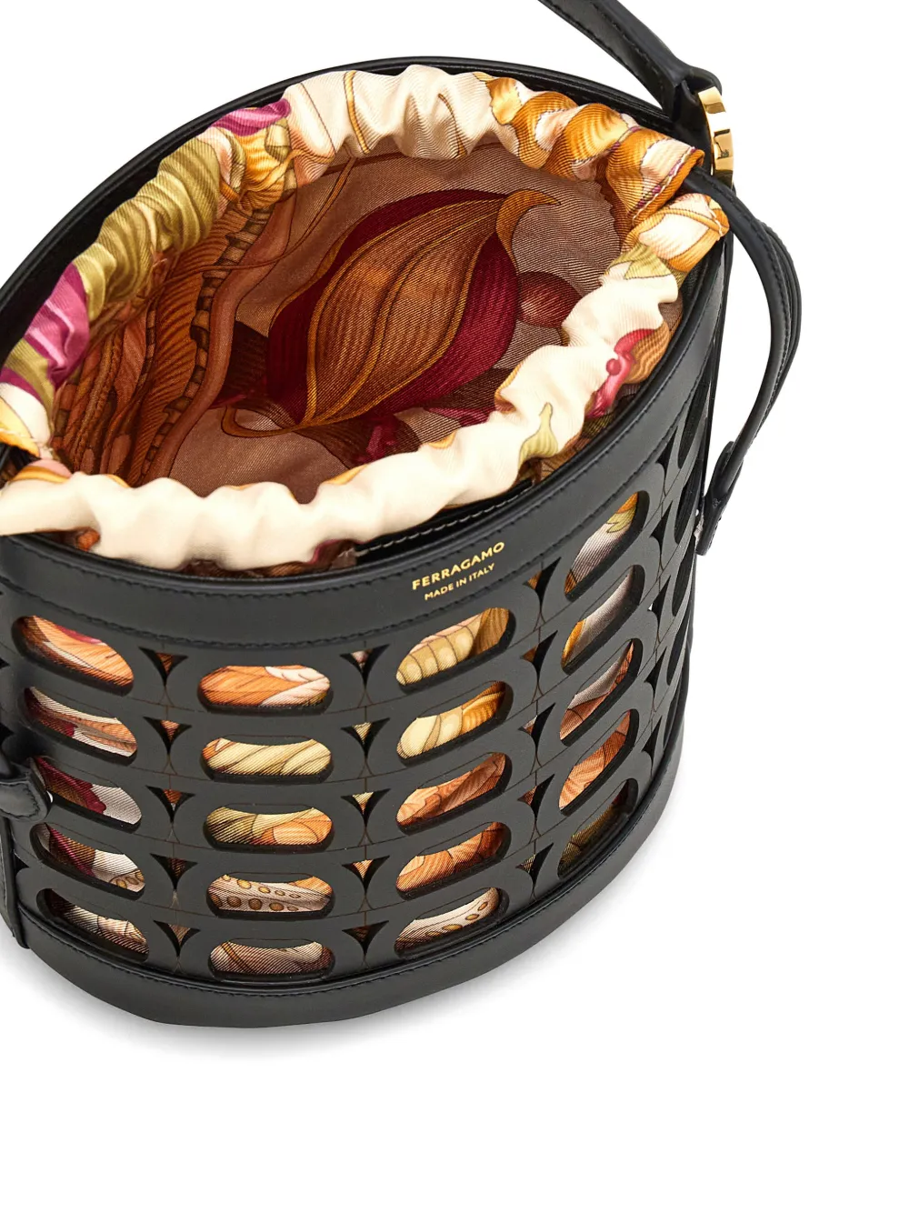 Ferragamo Gancini bucket-tas (XS) Zwart