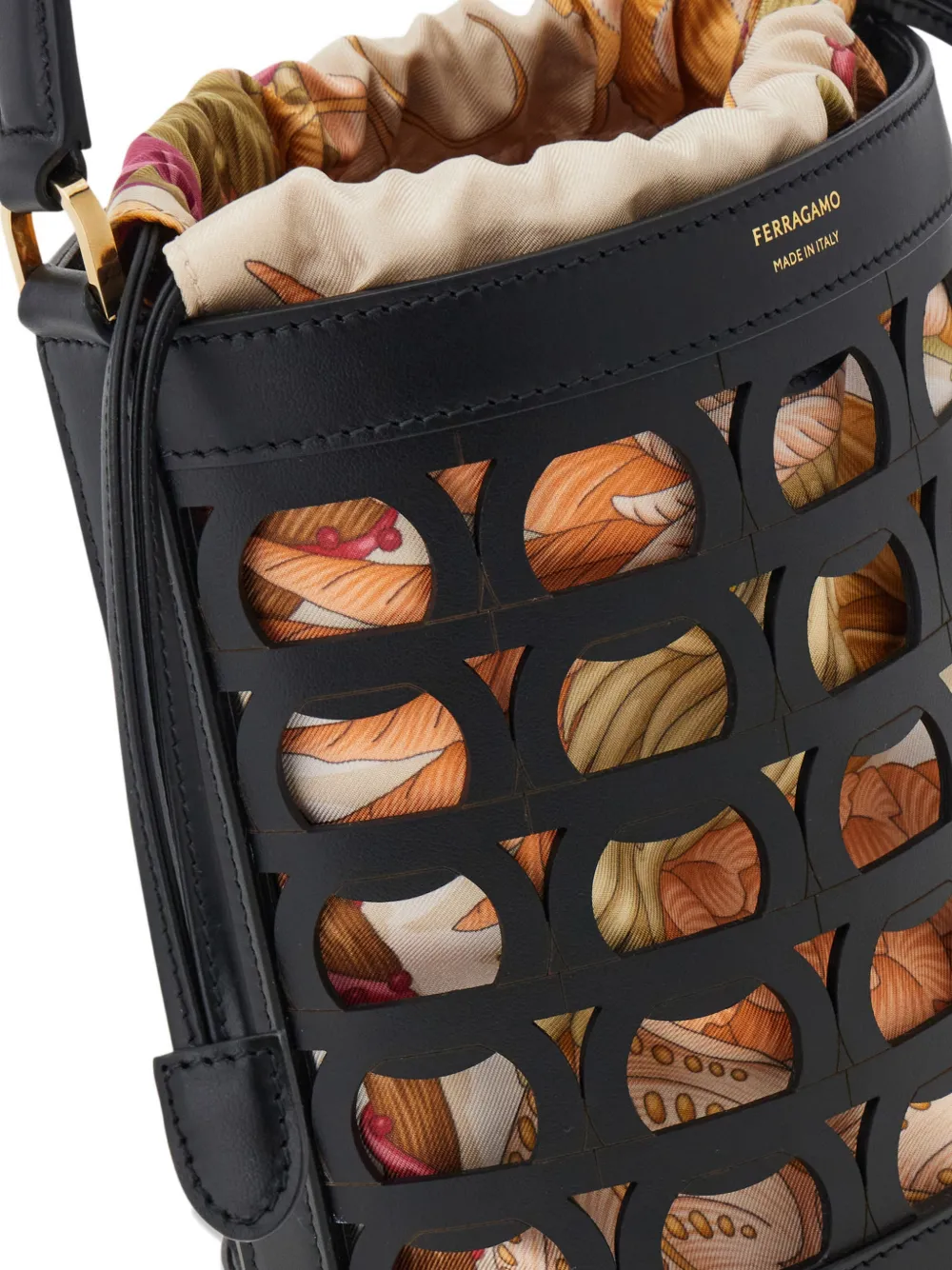 Ferragamo Gancini bucket-tas (XS) Zwart