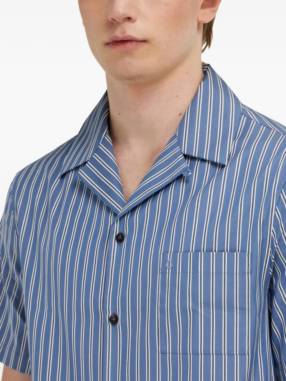 Ferragamo Popeline overhemd met korte mouwen Blauw