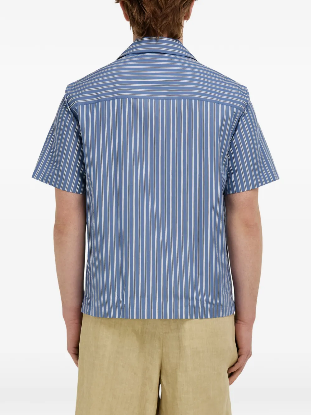 Ferragamo Popeline overhemd met korte mouwen Blauw