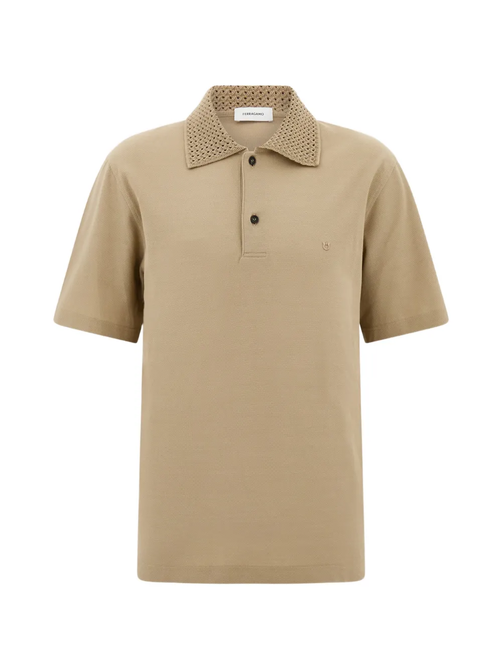 Ferragamo polo shirt with knitted collar - Toni neutri