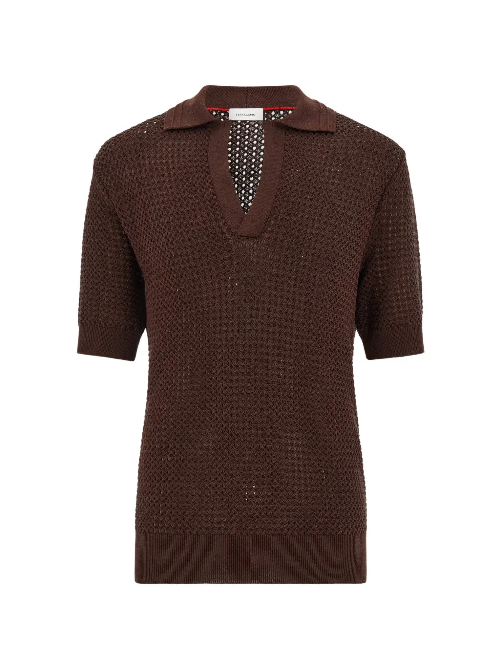 Ferragamo short-sleeve knitted polo - Braun