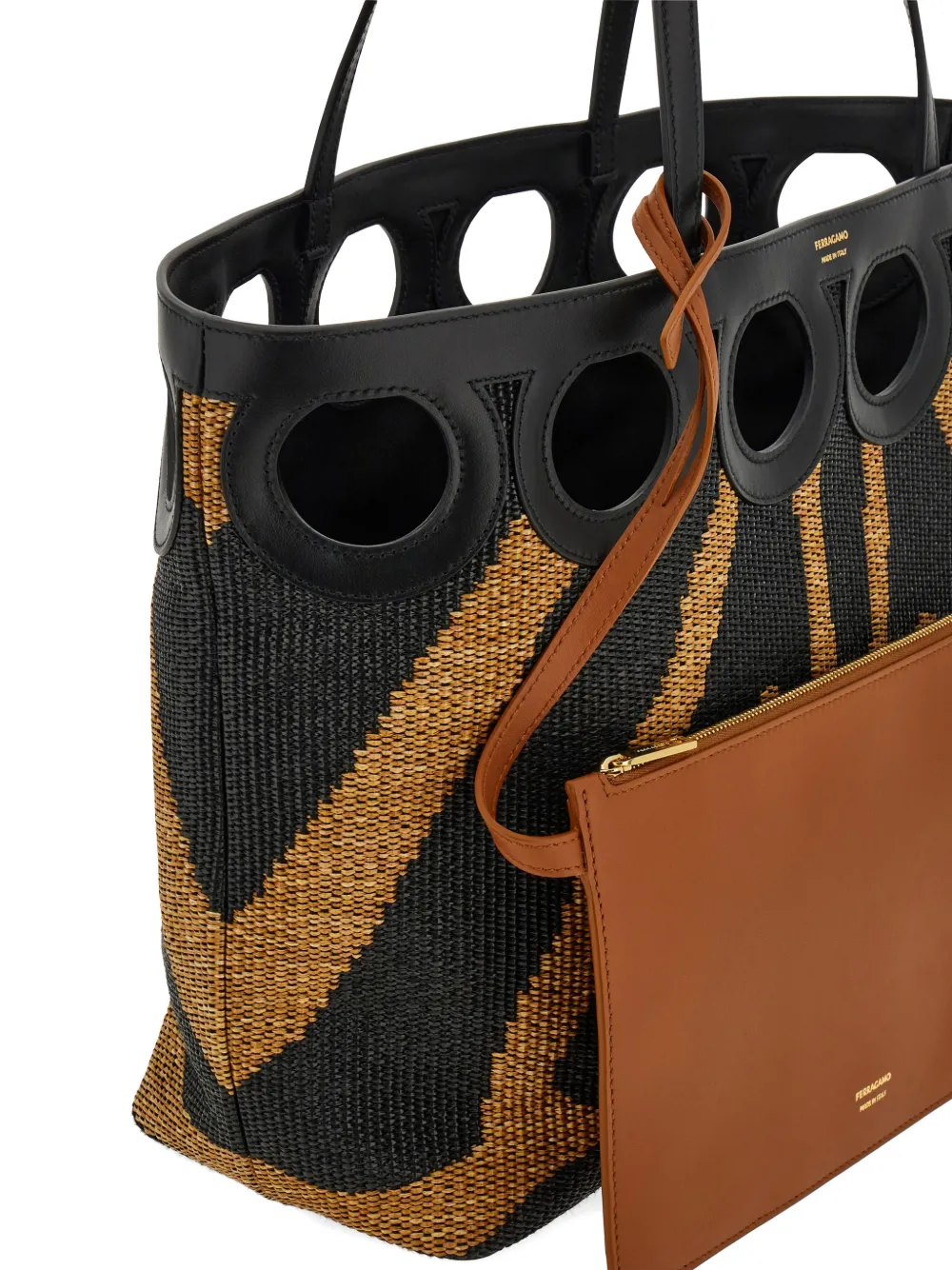 Ferragamo Gancini shopper (L) Zwart