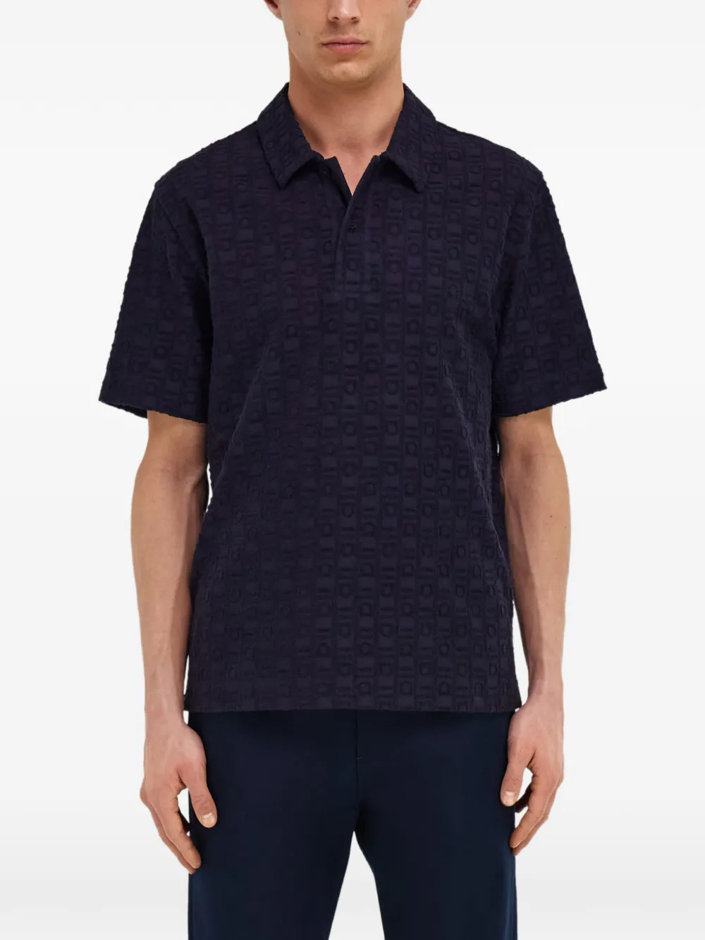 Ferragamo Poloshirt van katoen-badstof met monogram Blauw
