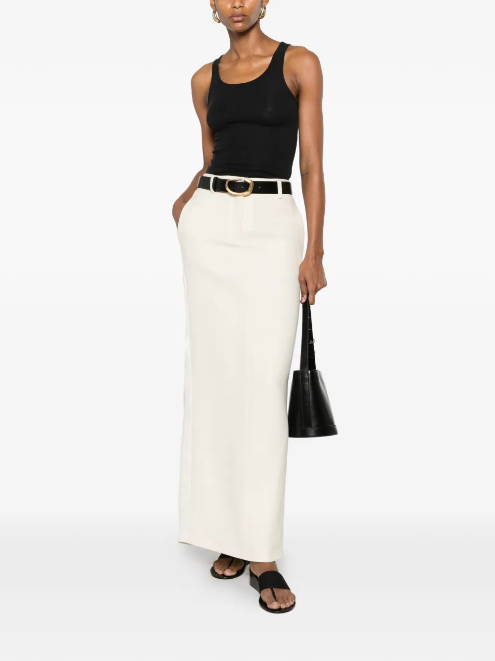 Fabiana Filippi Maxi-rok met ceintuur en split aan de achterkant Beige