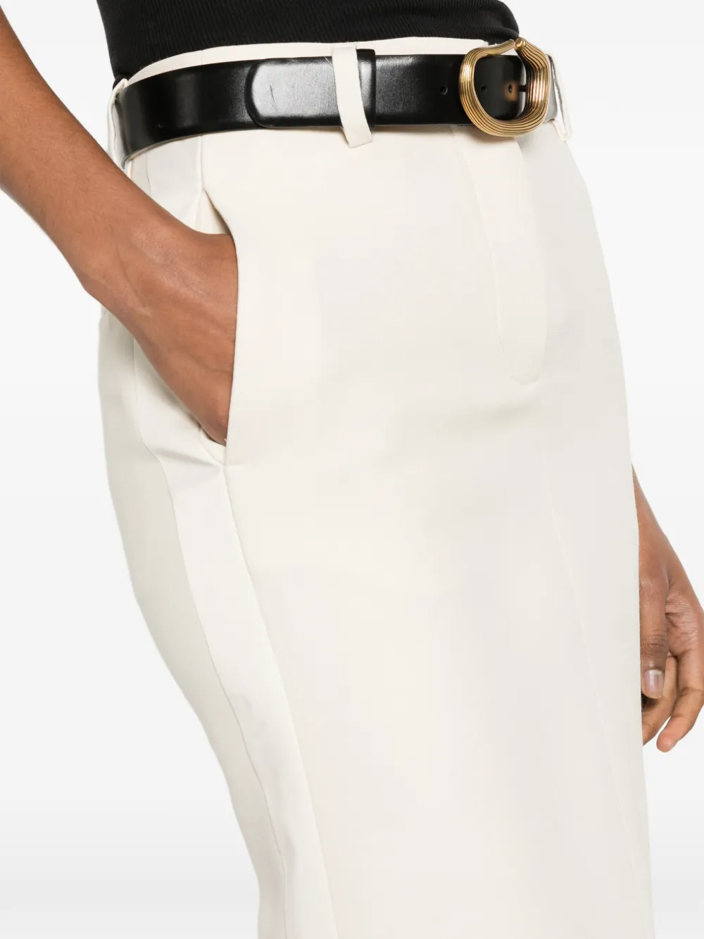Fabiana Filippi Maxi-rok met ceintuur en split aan de achterkant Beige