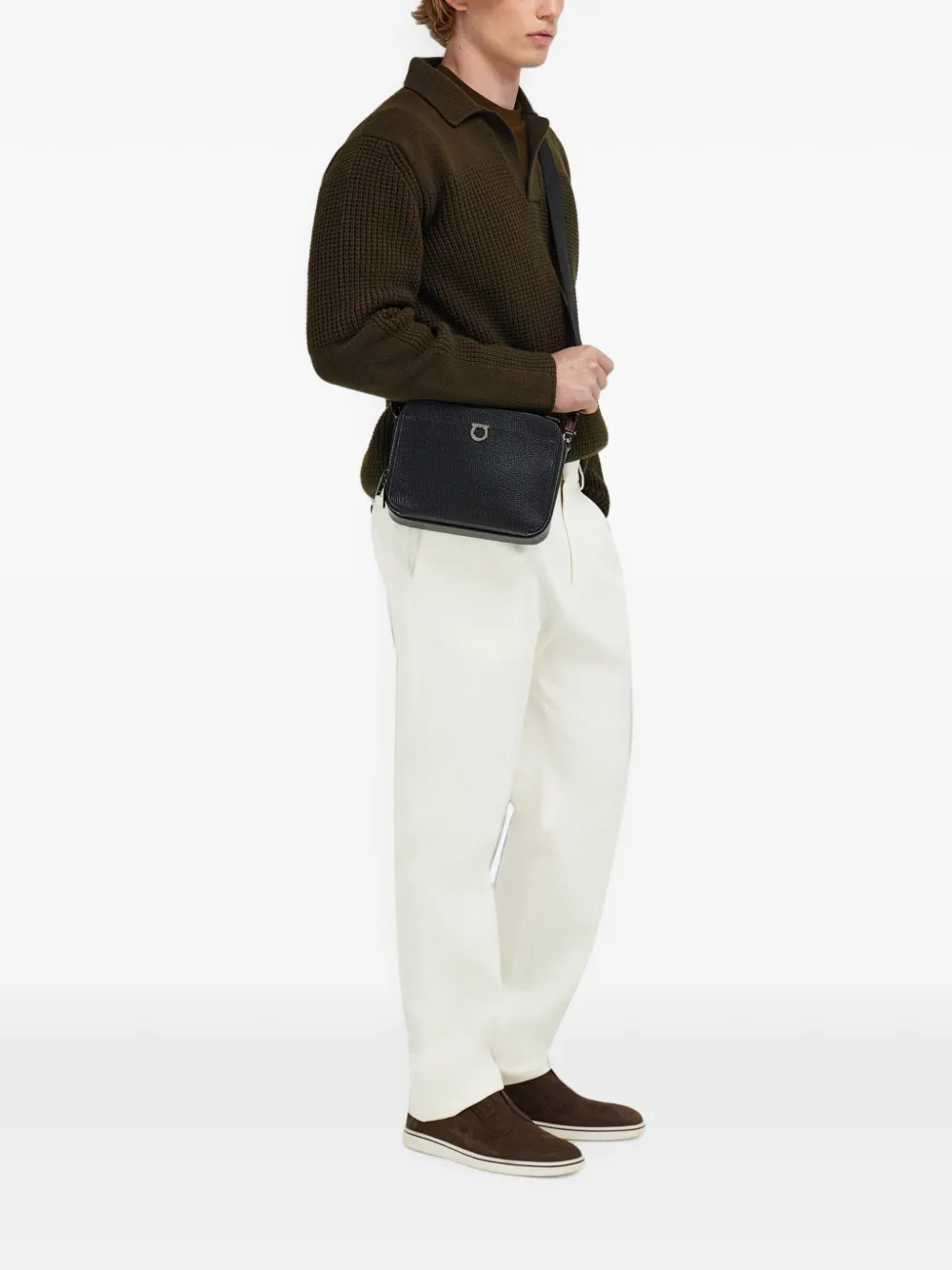 Ferragamo Gancini crossbodytas Zwart